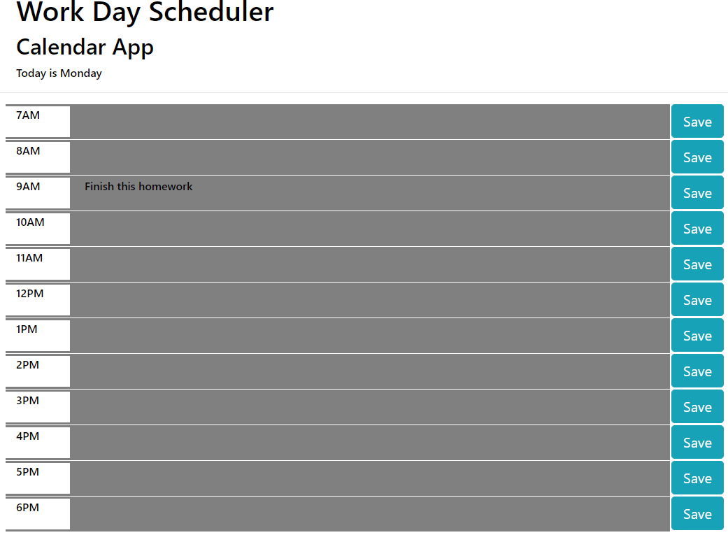 Screenshot of Day Planner App