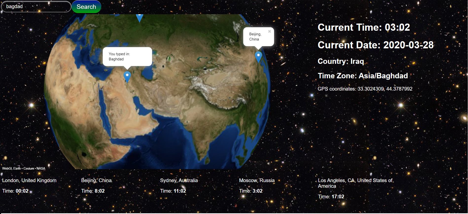 World Clock Project Screenshot