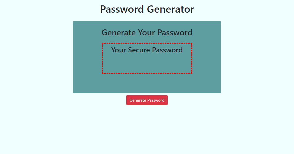 Screenshot of Password Generator App